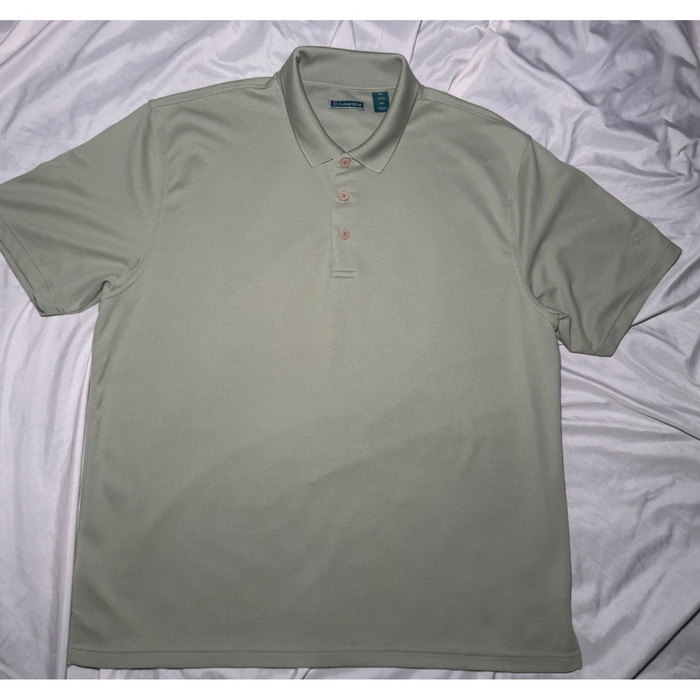 Cubavera Textured Polo Shirt Mens XXL Sage Green Pineapple Embroidered Casual